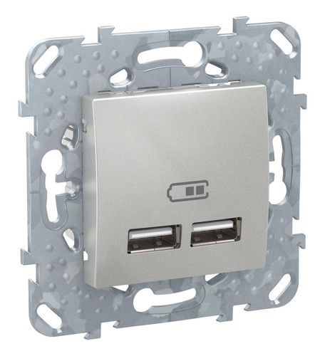 Розетка 2xUSB Schneider Electric UNICA, алюминий