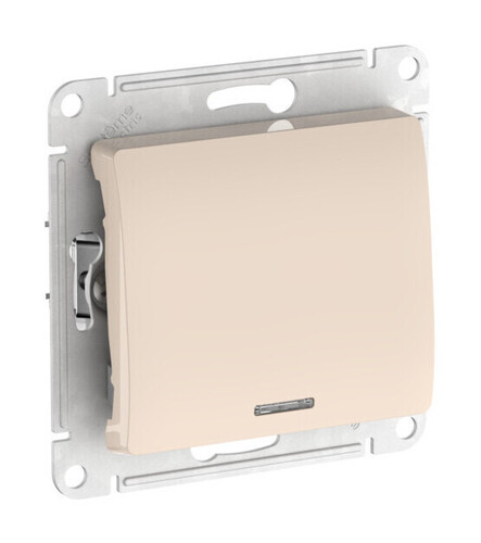 Systeme Electric Glossa Бежевый Выключатель 1-клавишный с подсветкой, сх.1а, 10АХ, мех., быстрозажим. клем.